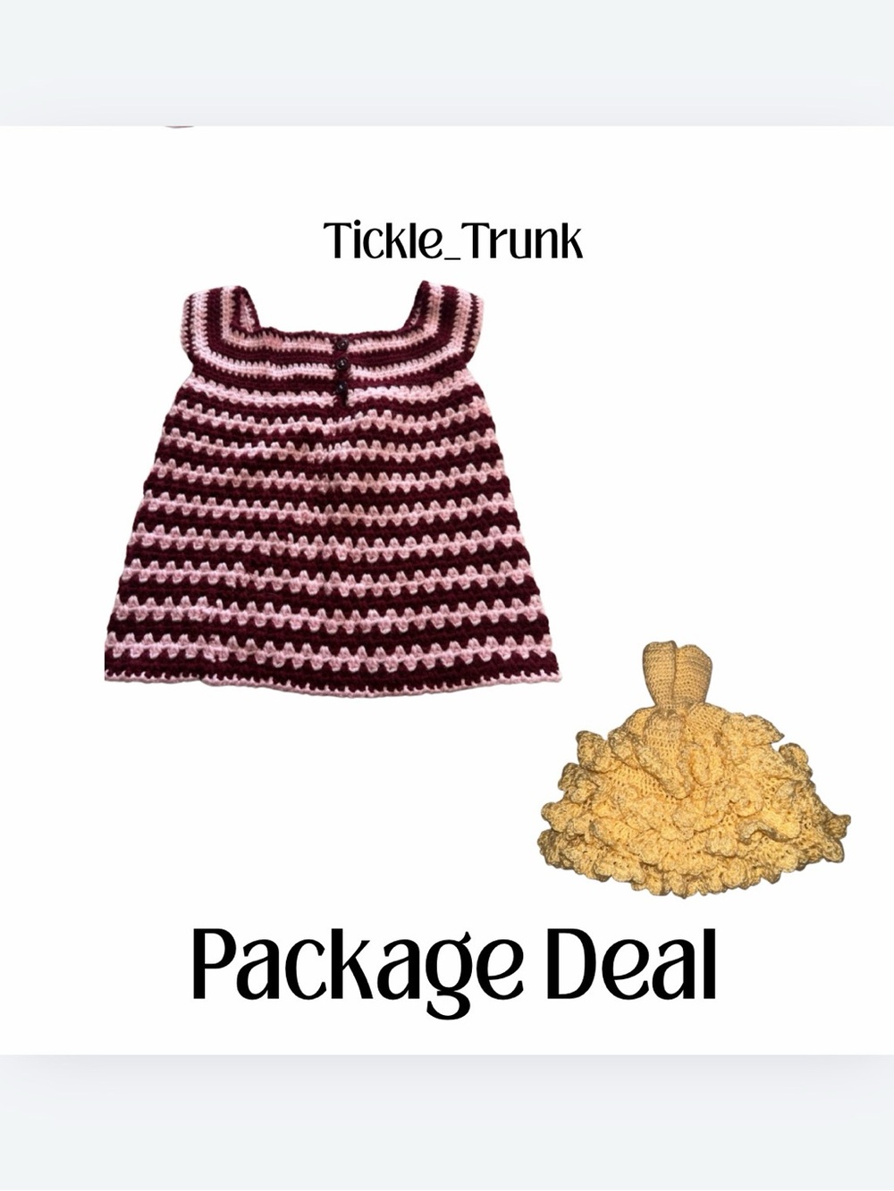 2️⃣Hand crochet child’s top and Barbie dress